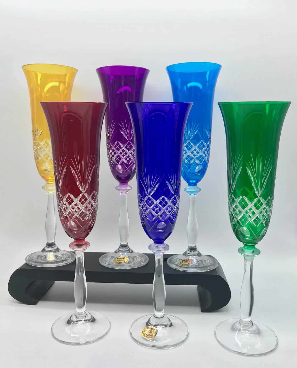 Flutes à champagne en cristal de couleur