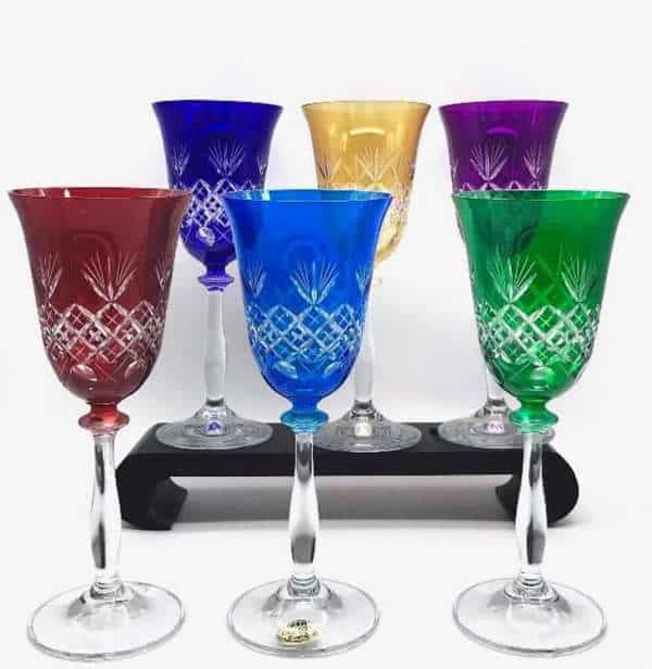 verres cristal taillé coloré