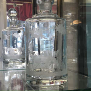 Flacon à Whisky gravé cheval en cristal de bohème