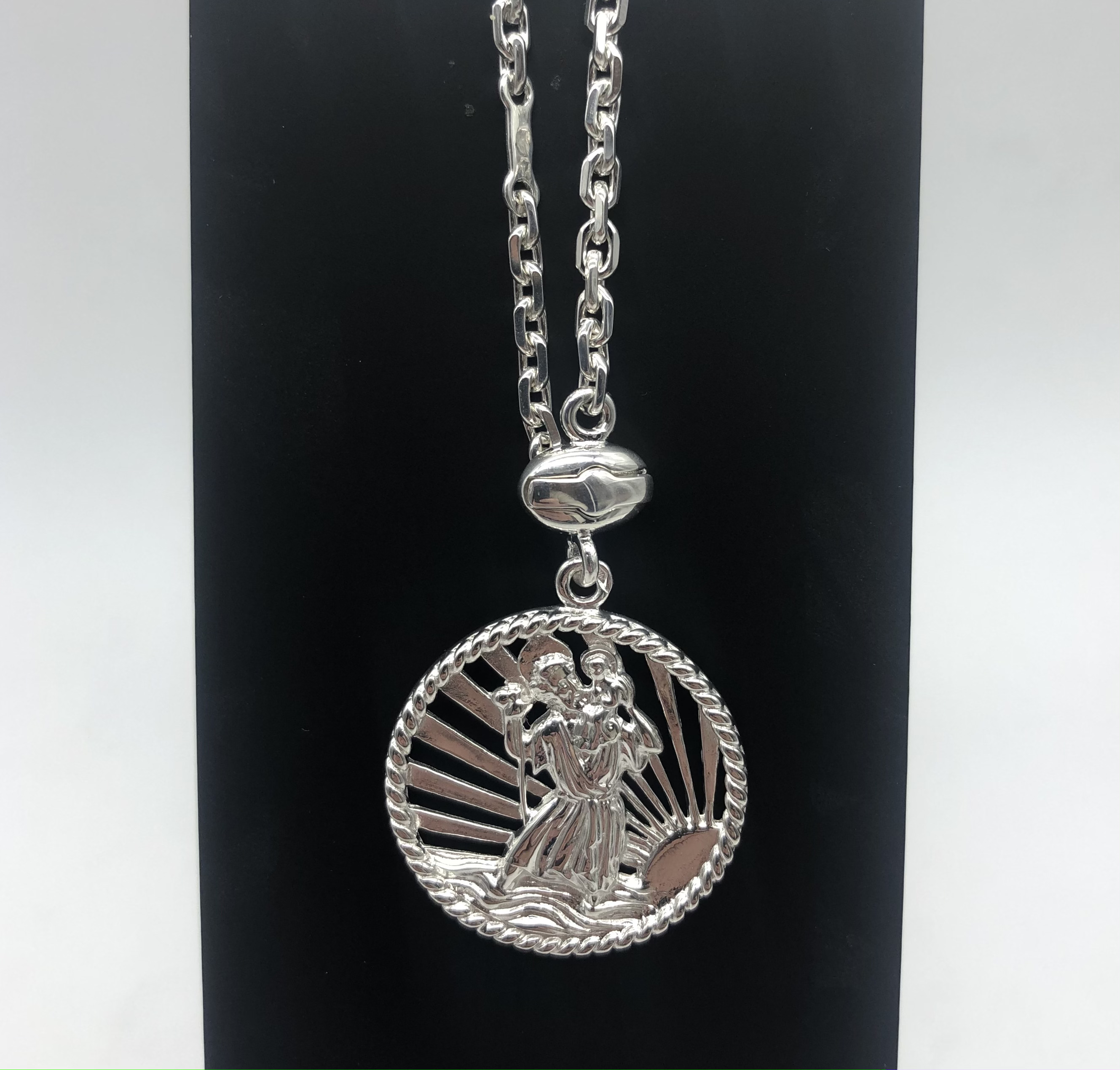 Porte-clés Saint Christophe – Protection Voyageur – Médaille Vintage 37 Mm, Chaîne Acier Inoxydable